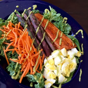 Purple Asparagus and Salmon Salad http://balancingforlife.com/?p=341